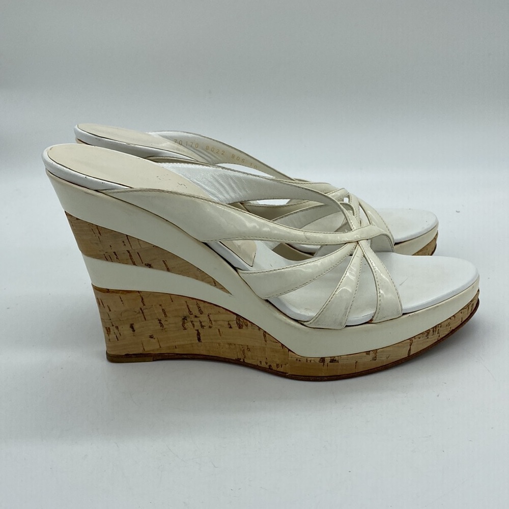 Casadei Slip On Sandal Wedges White Cork Womens Size 10